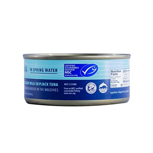 6 Pack Pole And Line Caught Wild Skipjack Tuna In Spring Water