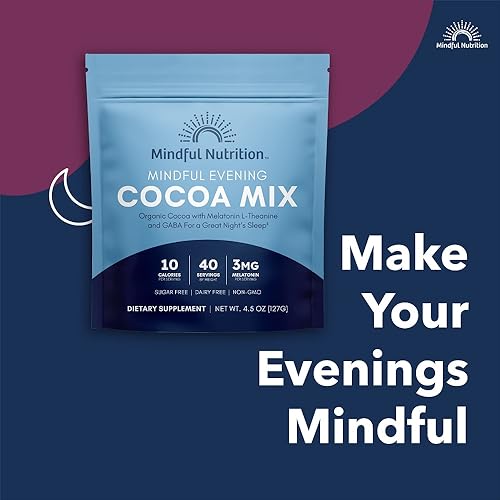 Mindful Evening Cocoa Mix Natural Sleep Aid, 40 Servings, Melato...