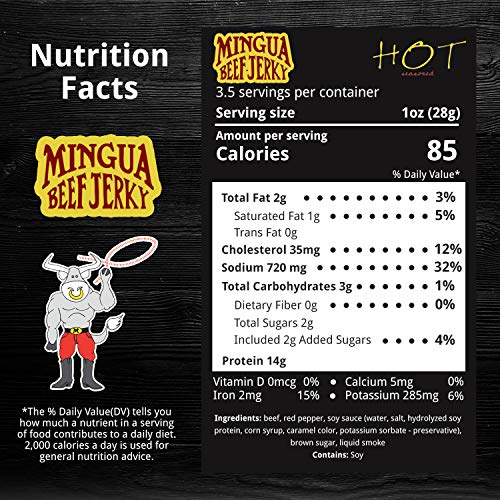 Mingua Hot Beef Jerky With Red Peppers - Nitrite-Free Spicy Beef