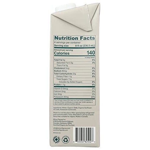 Minor Figures - Oat Milk, Organic Barista, 32 Fl oz x 6 Cartons,...