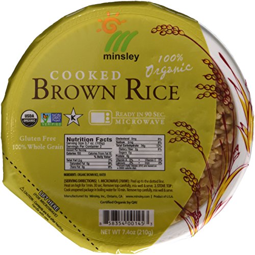 Minsley Cooked Brown Rice Bowl, 100 Percent Organic, Microwave R