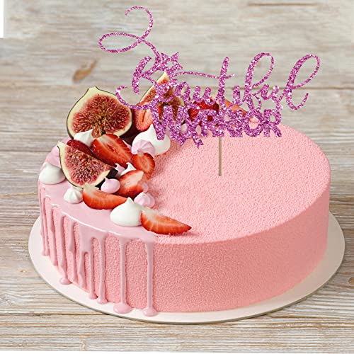 Beautiful Warrior Cake Topper, Breast Cancer Awareness Cake Deco...