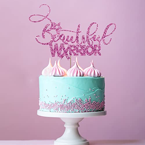 Beautiful Warrior Cake Topper, Breast Cancer Awareness Cake Deco...