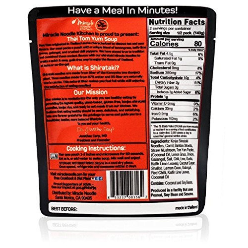 Miracle Noodle Ready To Eat Thai Tom Yum Meal, Shirataki Noodles