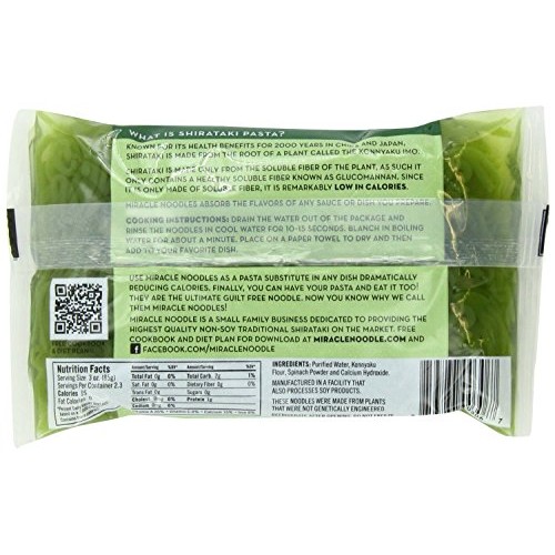 Miracle Noodle Spinach Angel Hair Noodle, 7 Ounce - 6 Per Case.