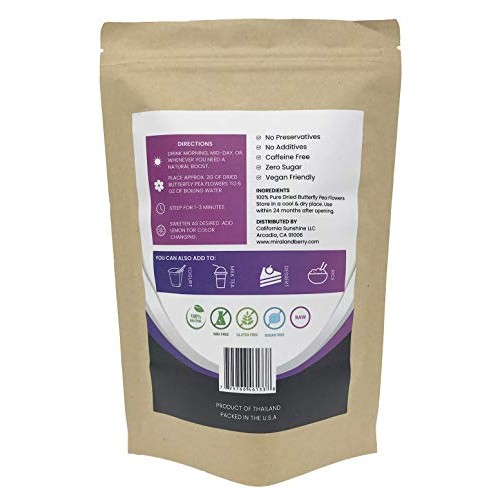 Miralandberry Dried Butterfly Pea Flowers, 2.8Oz, Premium Qual