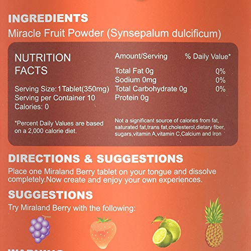 Miralandberry Miracle Fruit Tablets, Miracle Berry Tablets, 10 C