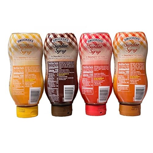 Pack of 4 Smuckers Sundae Syrup Chocolate, Caramel, Butterscot...