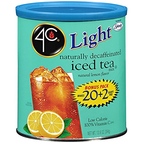 4C Light Low Calorie Iced Tea Mix, Decaf, 22-Quarts, 13.9-Ounc