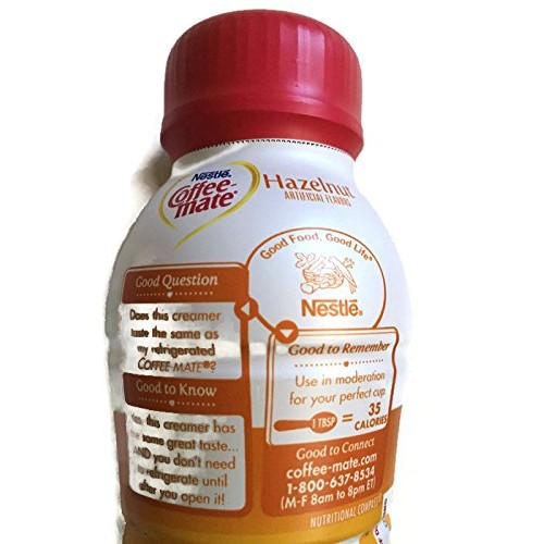Coffee-Mate Hazelnut Liquid Creamer, 8 Fluid Ounce Bottle, Refri