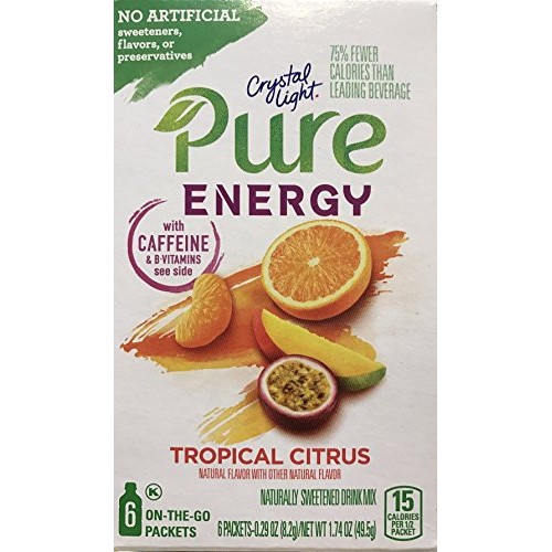 Crystal Light Pure Energy Tropical Citrus Drink Mix, 6 On-The-Go