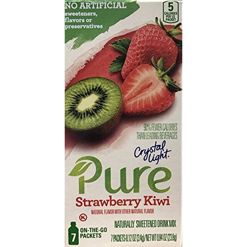 Crystal Light Pure Strawberry Kiwi Drink Mix, 7 On-The-Go Packet
