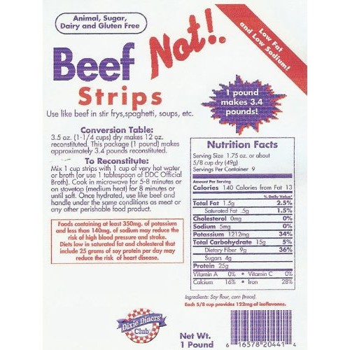Dixie Diners Club - Beef Not! Strips, 1 Lb Bag Pack Of 2