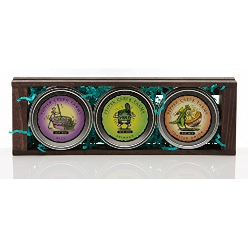 Gourmet Dip Mix Trio In A Wooden Crate Dill, Spinach, &Amp; Toasted