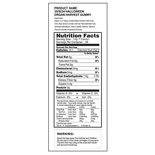 Halloween Organ Harvest Gummy Candy 38 Pack Mixed fruit flavors