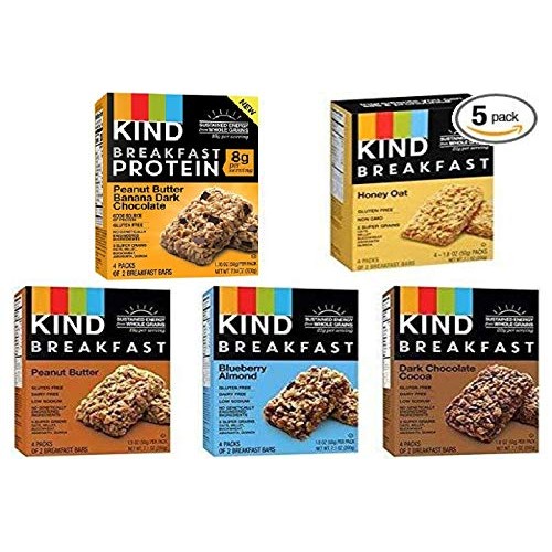 Kind Breakfast Bars New Variety 5 Pack. 1 Box Of Each: Dark Choc