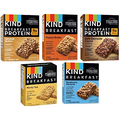 Kind Breakfast Bars New Variety 5 Pack. 1 Box Of Each: Dark Choc