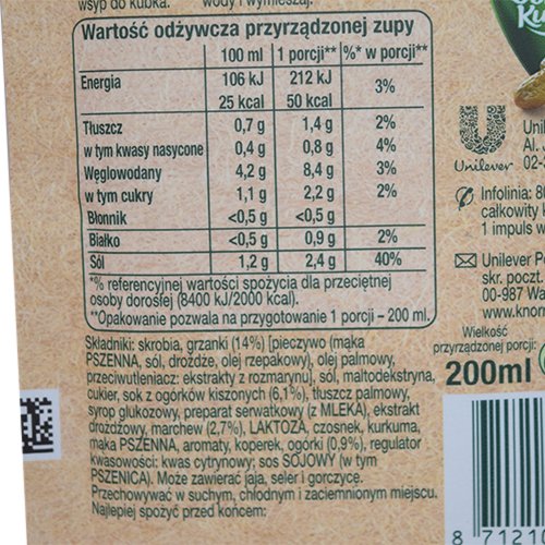 Knorr Goracy Kubek Ogorkowa- Pickle Soup - Instant 5 X 14 G -