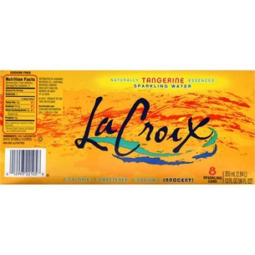 Lacroix Sparkling Water, Tangerine, 12Oz Can Pack Of 8, Total O