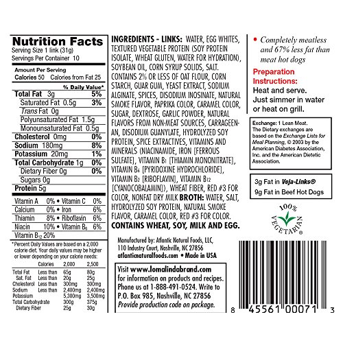 Loma Linda - Vegetarian - Veja-Links 19 Oz. Pack Of 6 - Kosher