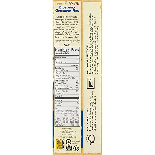 Nature’S Path Hot Oatmeal, Optimum Power Blueberry Cinnamon Flax
