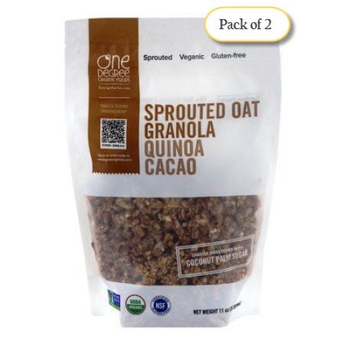 One Degree Sprouted Oat Granola, Quinoa Cacao, 11-Ounce Pack Of 2