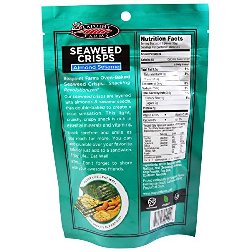 Seapoint Farms, Seaweed Crisps, Almond Sesame, 1.2 Oz Pack Of 6