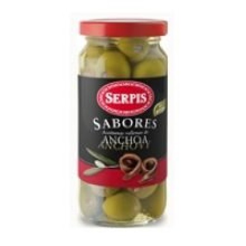 Serpis Green Olives Stuffed With Anchovy, 8.29 Ounce - 8 Per Case.