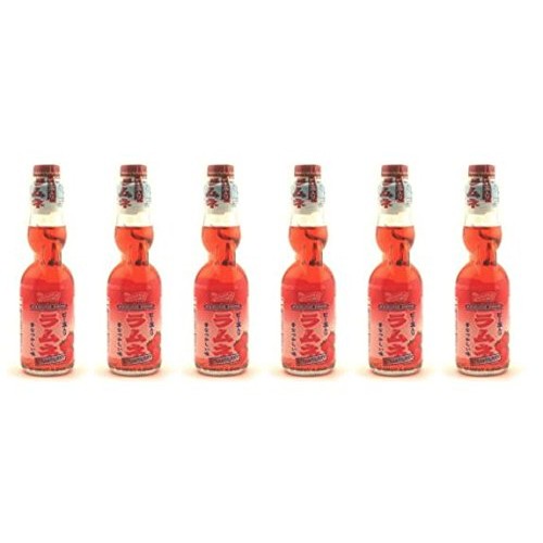 Shirakiku Ramune Marble Soft Drink Strawberry Flavor 6 Pack