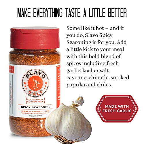 Slavo Salt Spicy Seasoning | Fresh Garlic, Kosher Salt, Cayenne,