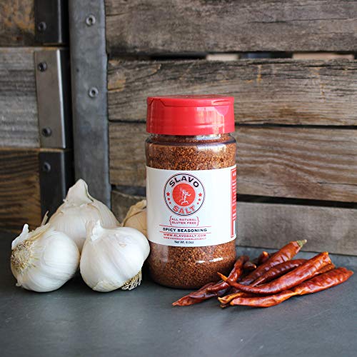 Slavo Salt Spicy Seasoning | Fresh Garlic, Kosher Salt, Cayenne,