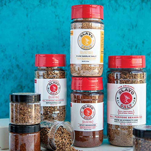 Slavo Salt Spicy Seasoning | Fresh Garlic, Kosher Salt, Cayenne,