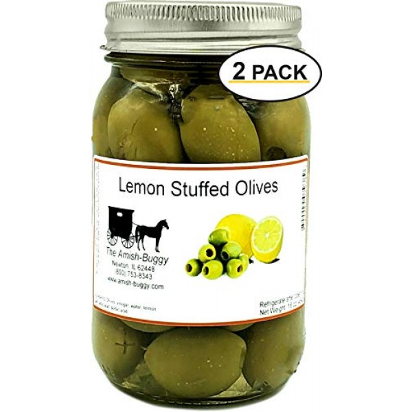 Stuffed Large Olives - Two 16 Oz. Jars Lemon Stuffed Olives