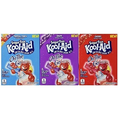 Sugar Free Kool-Aid - 3 Pack Variety Singles To Go 1 Cherry, 1