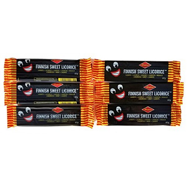 Sweet Licorice Bar from Finland, 2-Oz Bar Pack of 6