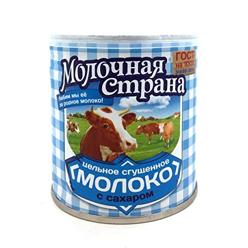 Sweetened Condensed Milk Molochnaya Strana 100% Gost 13.4 Oz Can