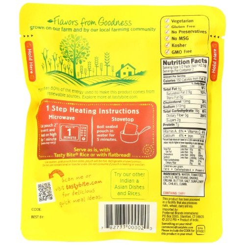 Tasty Bite Madras Lentils 6 Pack