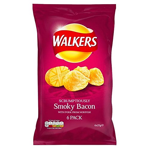 Walkers Smokey Bacon Crisps 25G X 6 Per Pack - Pack Of 2