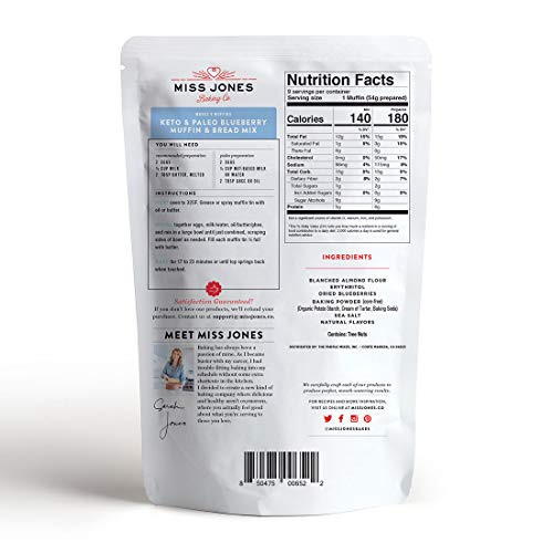 Miss Jones Baking Keto Blueberry Muffin Mix - Gluten Free, Low C