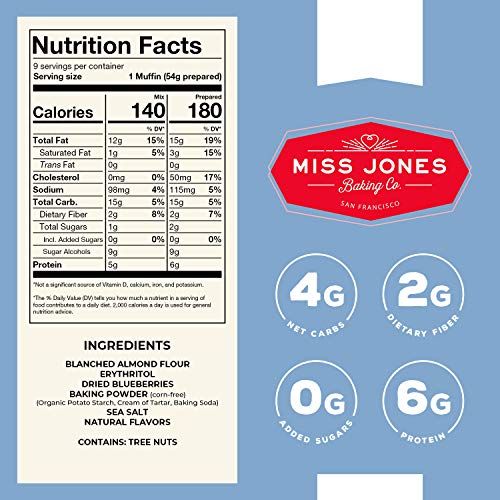 Miss Jones Baking Keto Blueberry Muffin Mix - Gluten Free, Low C