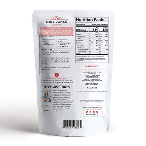 Miss Jones Baking Keto Chocolate Muffin &Amp; Cupcake Mix - Gluten F