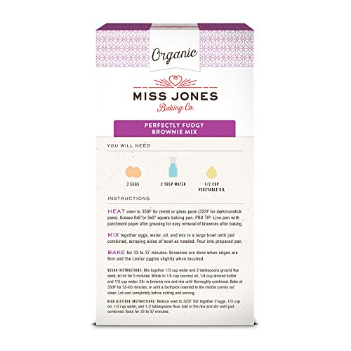Miss Jones Baking Organic Fudge Brownie Mix, Non-Gmo, Vegan-Frie