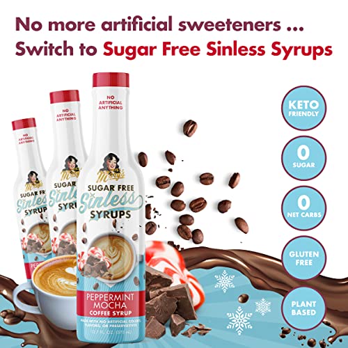 Sugar Free Peppermint Mocha Sinless Syrup - Sugar Free, No Artif...