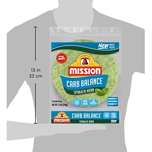 Mission Carb Balance Spinach Herb Tortilla Wraps, Low Carb, Keto