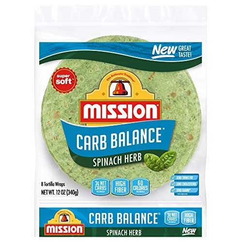 Mission Carb Balance Spinach Herb Tortilla Wraps, Low Carb, Keto