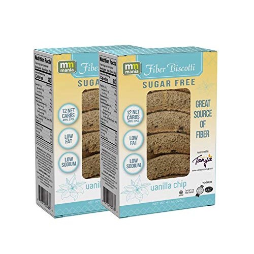 2 Sugar Free Fiber Biscotti Vanilla Chip 12 Net Carbs 80 Cal Per