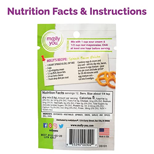 Molly and You Creamy Spinach and Dill Party Dip Mix Pack of 3 ...