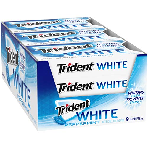 Trident White Peppermint Sugar Free Gum, 9 Packs Of 16 Pieces 1