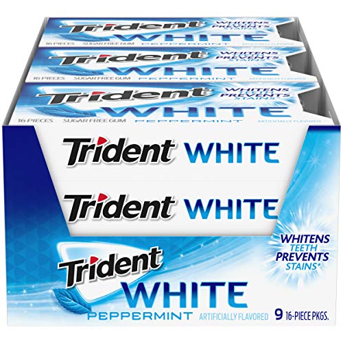 Trident White Peppermint Sugar Free Gum, 9 Packs Of 16 Pieces 1