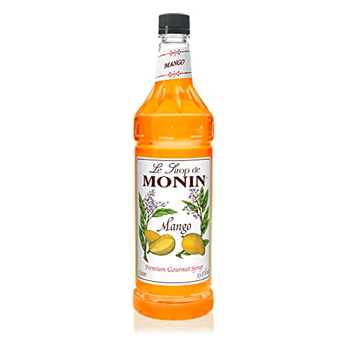 Monin Flavored Syrup, Mango, 33.8-Ounce Plastic Bottle 1 Liter